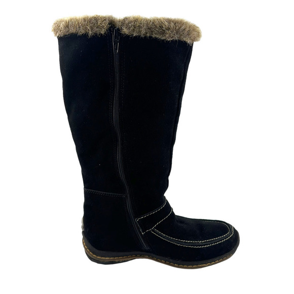 Apres by Lamo Black Suede Side Zip Winter Boots Lamb Wool Insoles Sz 9 - Picture 5 of 10